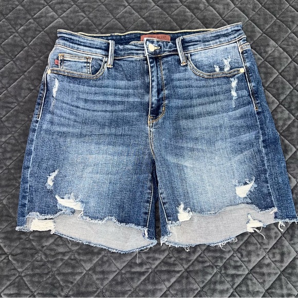 Judy Blue Shorts Womens XL Distressed High Rise Short Cut Off Ripped Stretch K - Picture 1 of 8